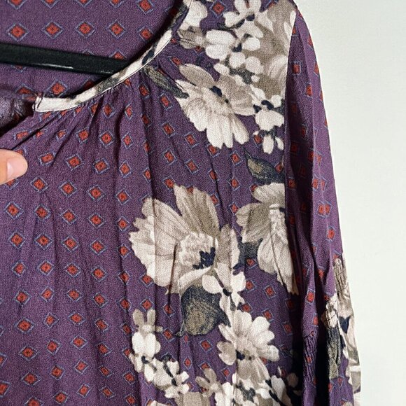 Free People purple floral boho blouse - Picture 2 of 5